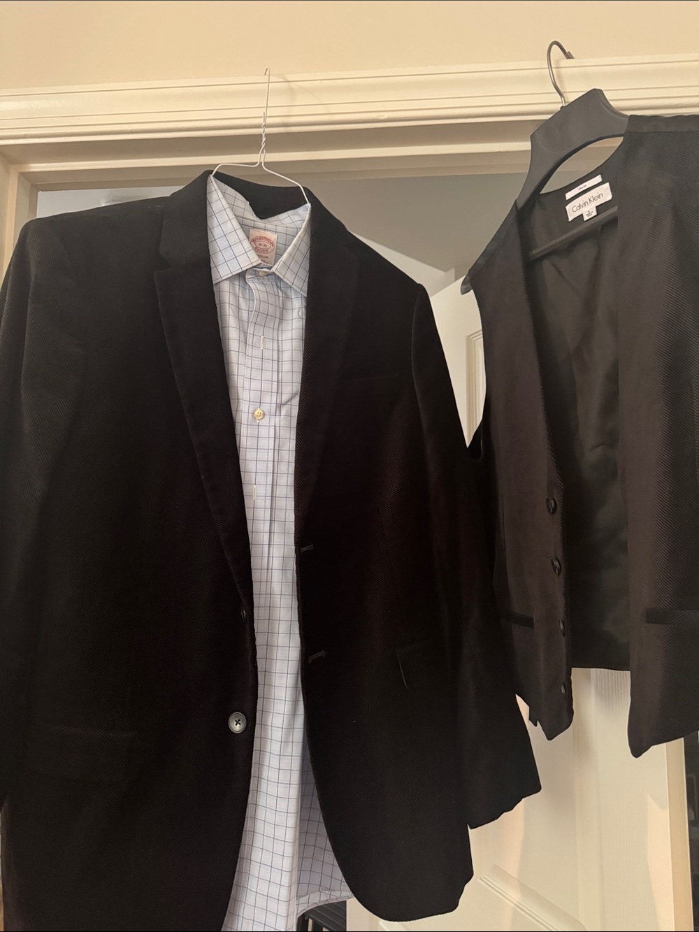 Calvin Klein Black Velvet Blazer with Matching Black Vest